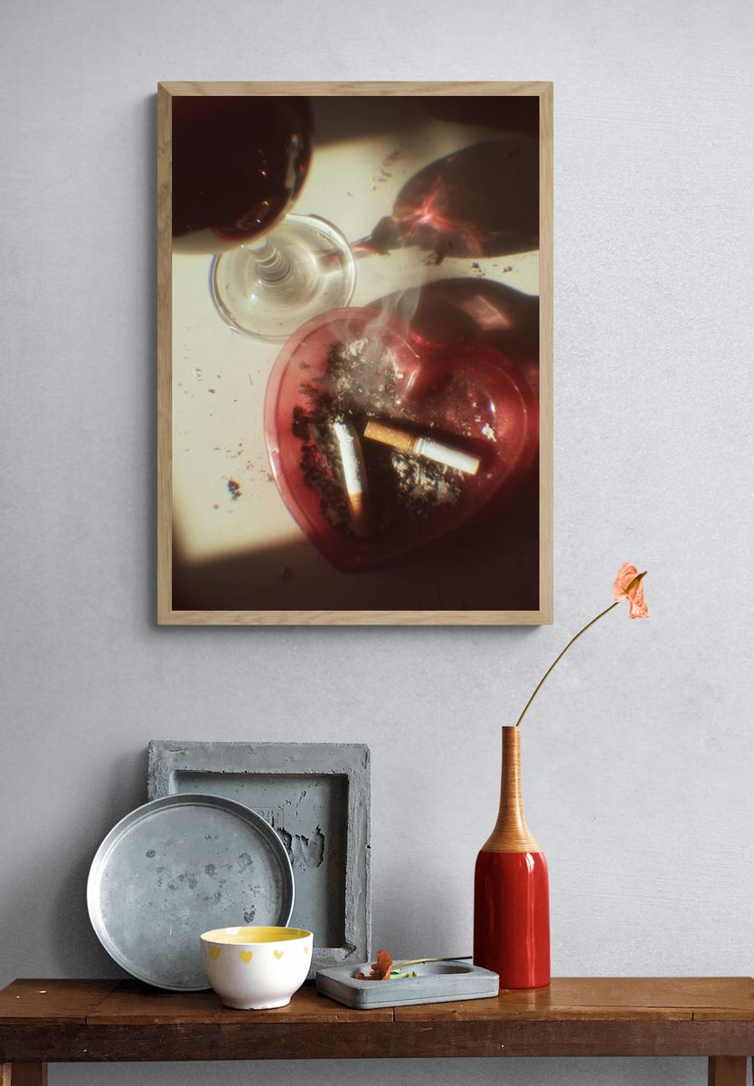 Cigarettes and Wine — Still Life Print. — room view 3