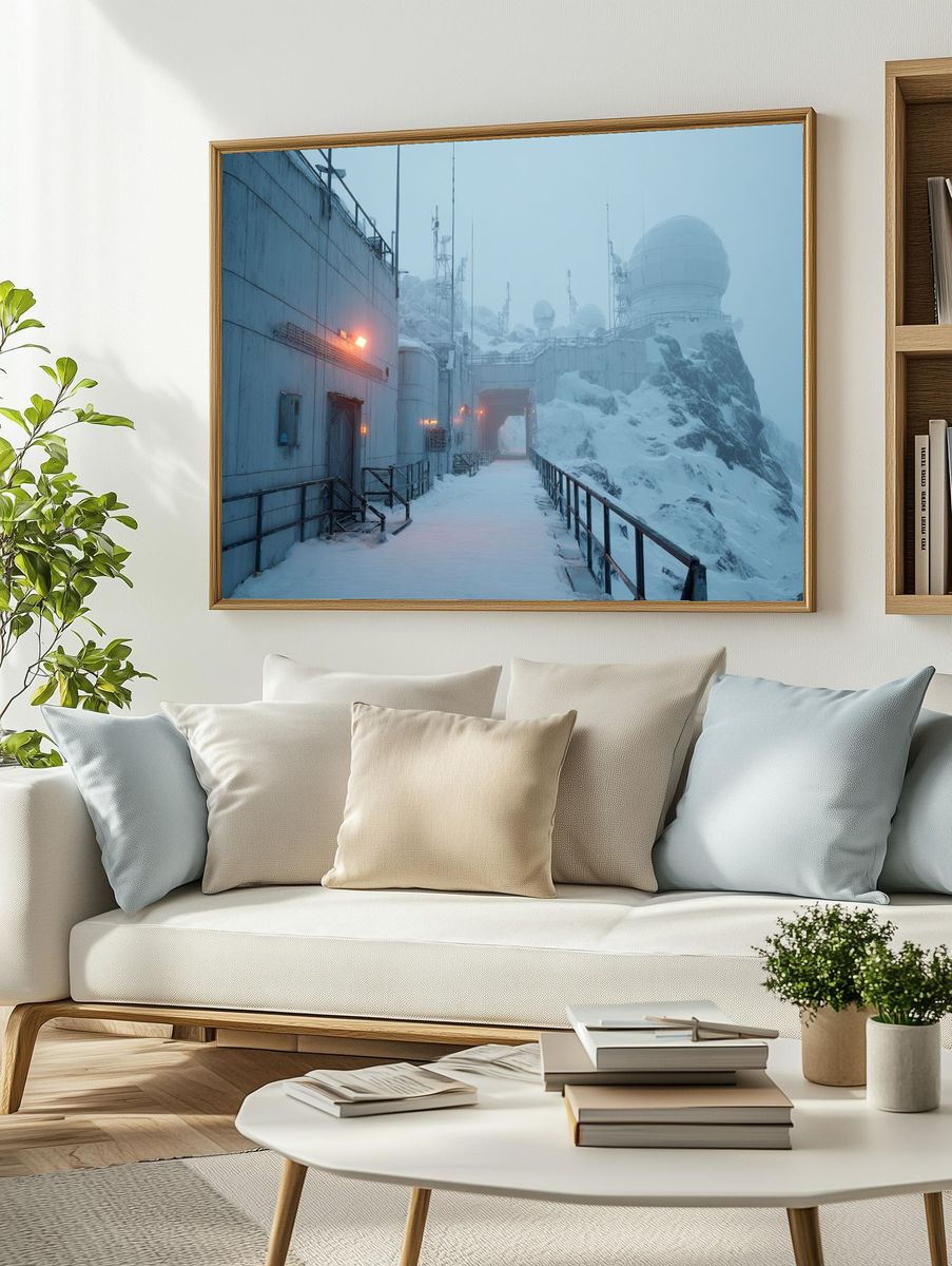 Snowy Mountain Observatory — Photography Print. — room view 2