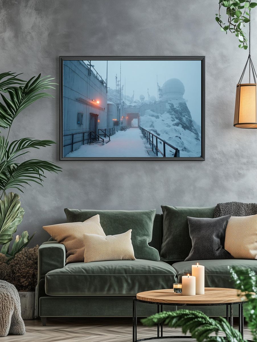 Snowy Mountain Observatory — Photography Print. — room view 4