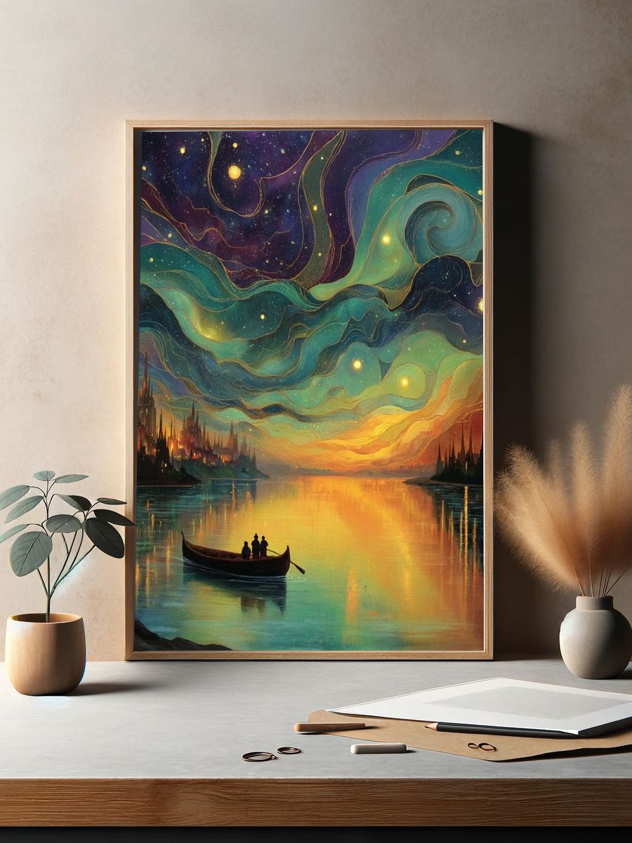 Starry Night Over Water — Fine Art Print. — room view 2