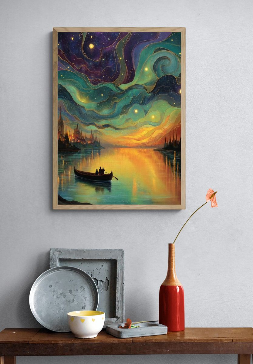 Starry Night Over Water — Fine Art Print. — room view 3