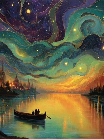 Starry Night Over Water — Fine Art Print. poster print
