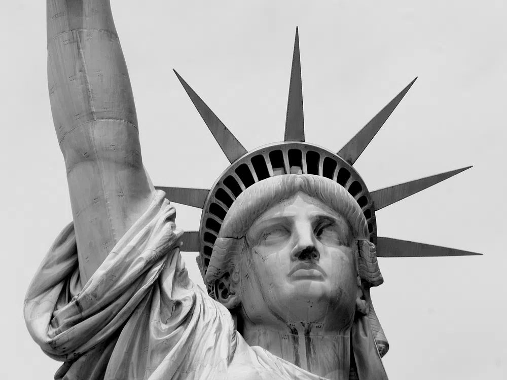 Black white closeup photo Statue. poster detail
