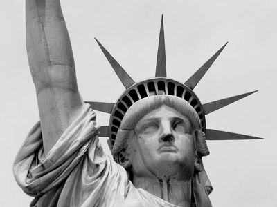 Black white closeup photo Statue.