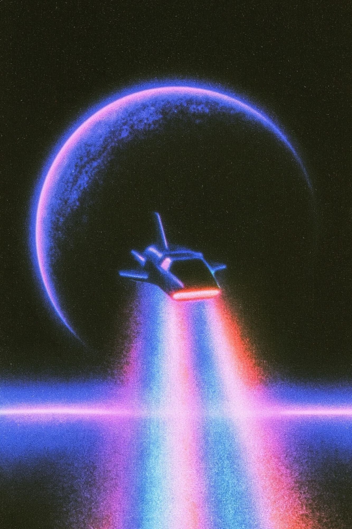 Neon Spacecraft Eclipse Poster. poster detail
