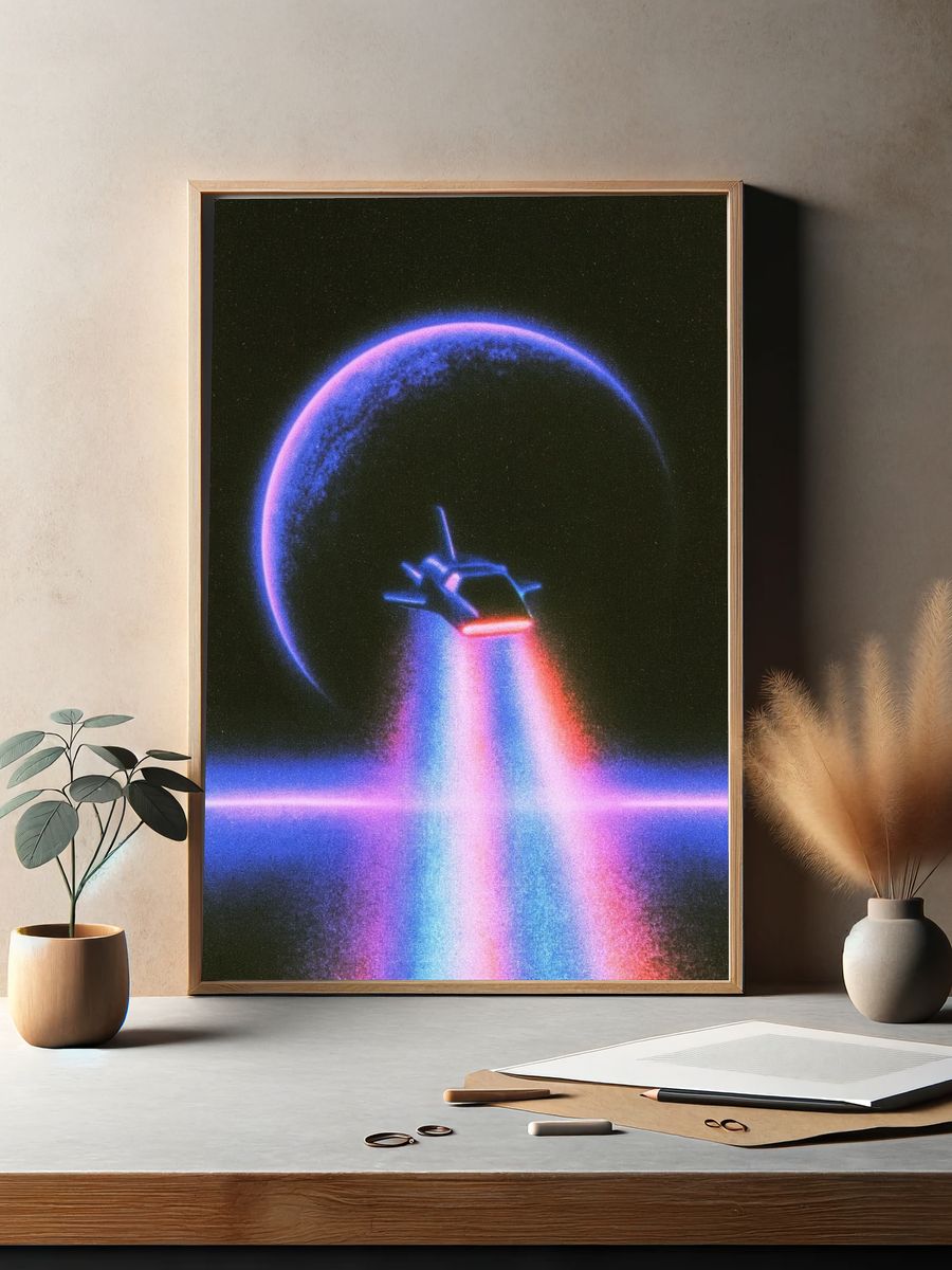 Neon Spacecraft Eclipse Poster. — room view 2