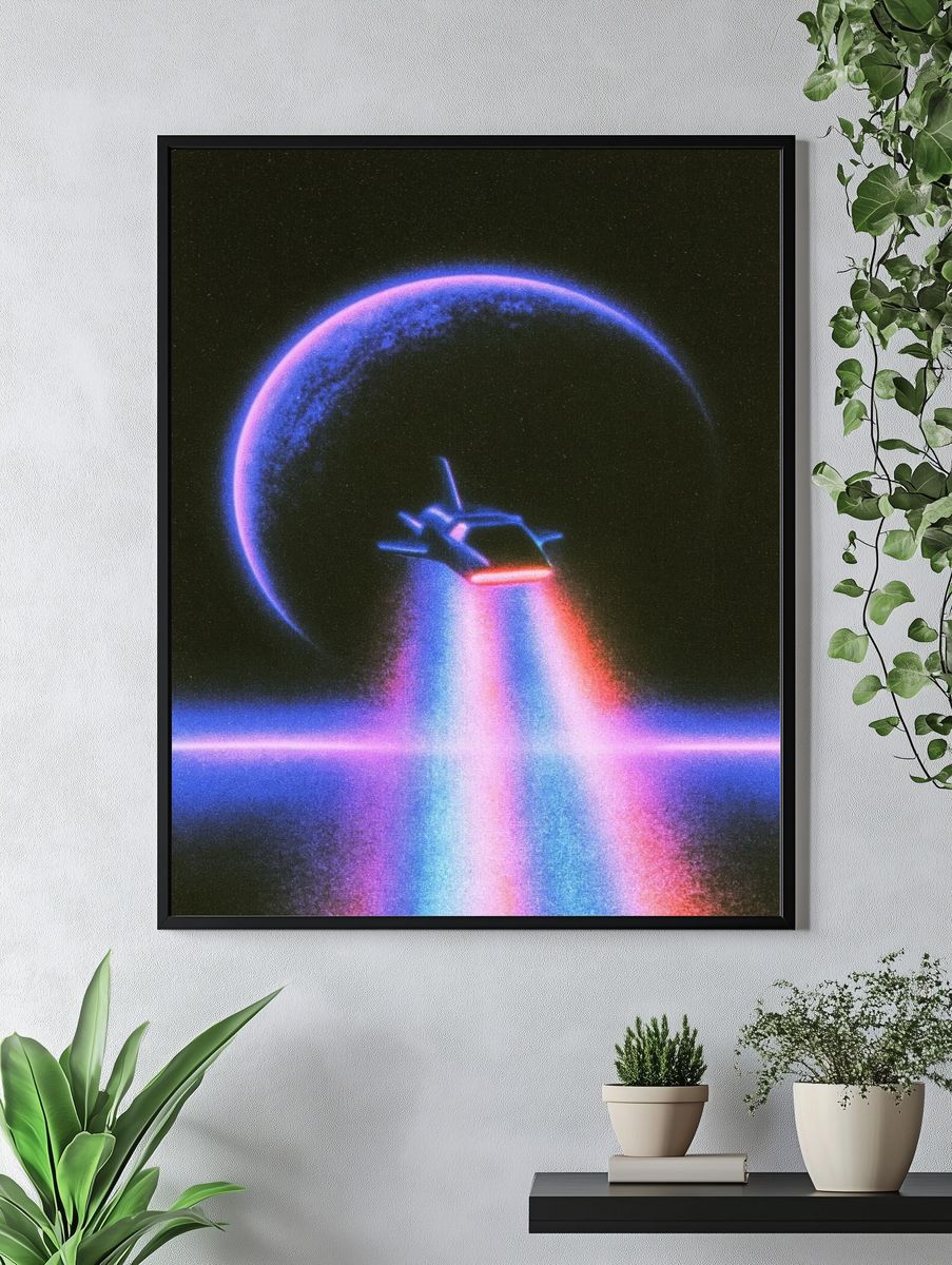 Neon Spacecraft Eclipse Poster. — room view 4