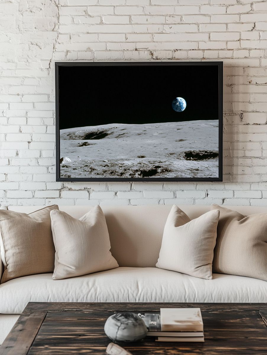 Earthrise Over the Moon Poster. room preview
