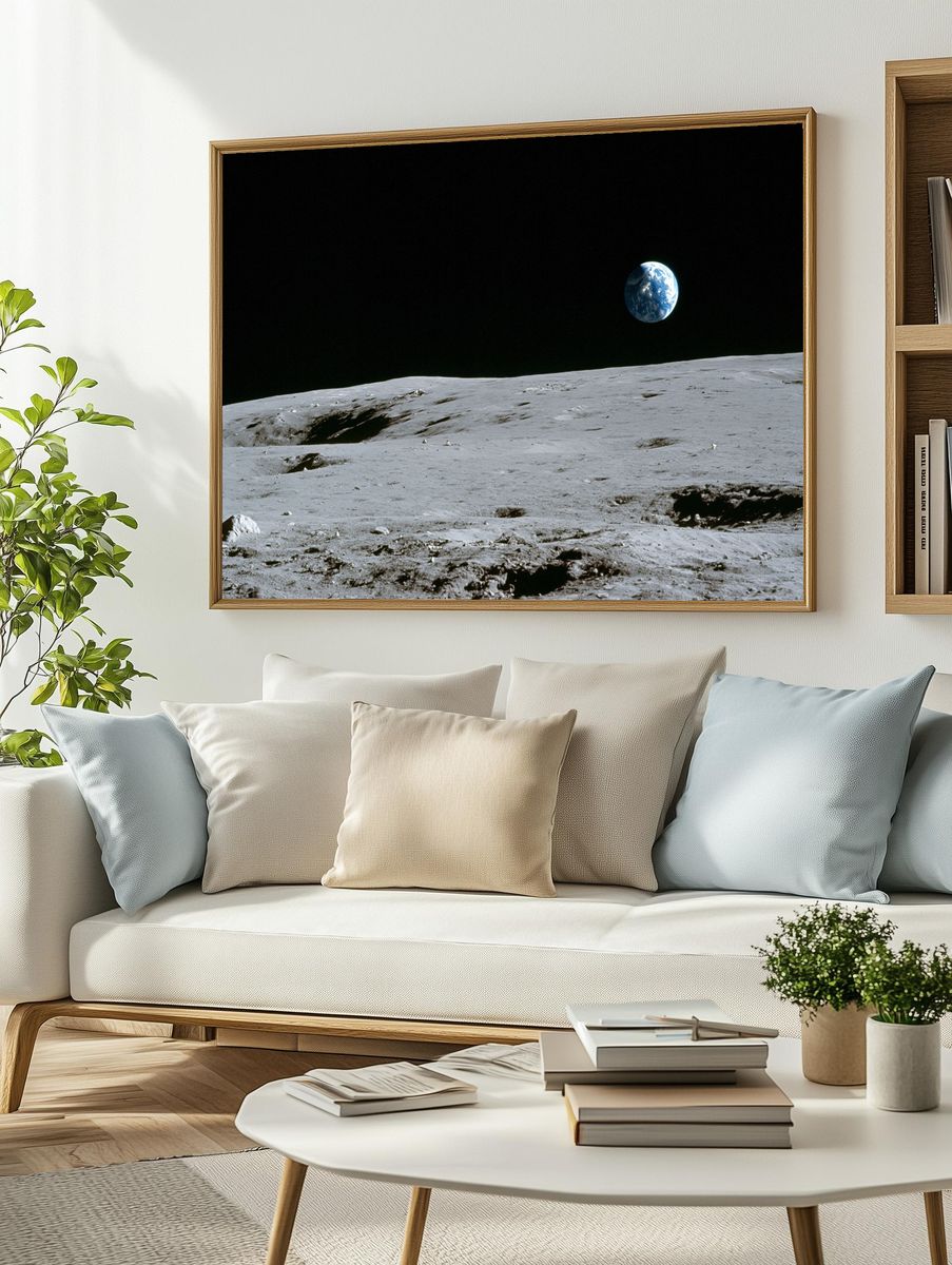 Earthrise Over the Moon Poster. — room view 2