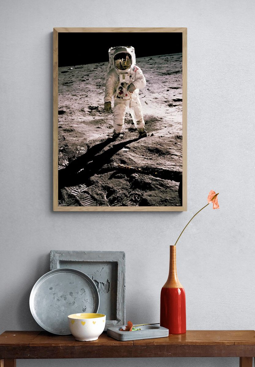 Edwin Aldrin walking lunar surface. — room view 3