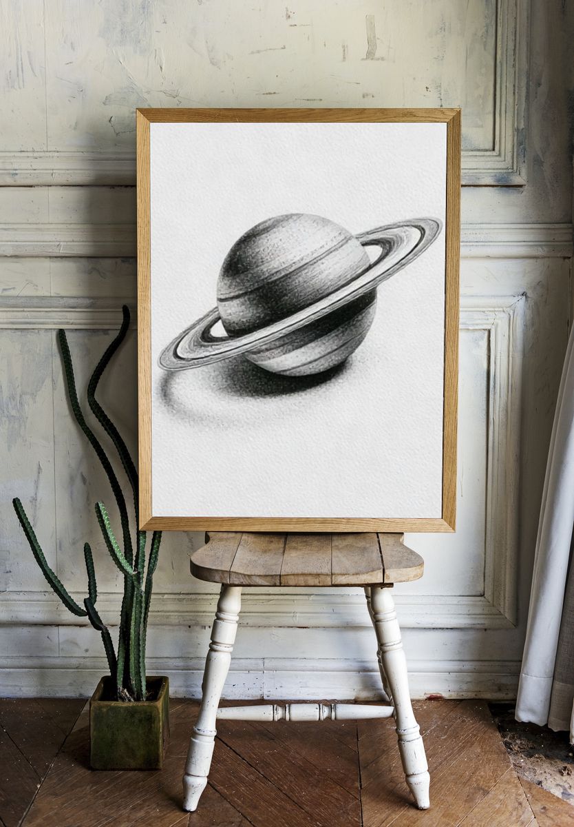 Saturn Pencil Sketch Poster. room preview