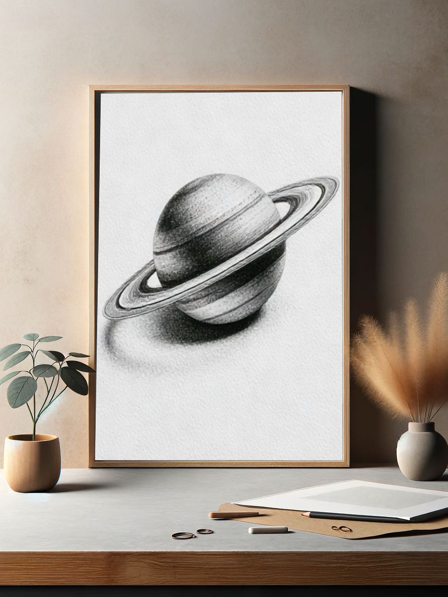 Saturn Pencil Sketch Poster. — room view 2