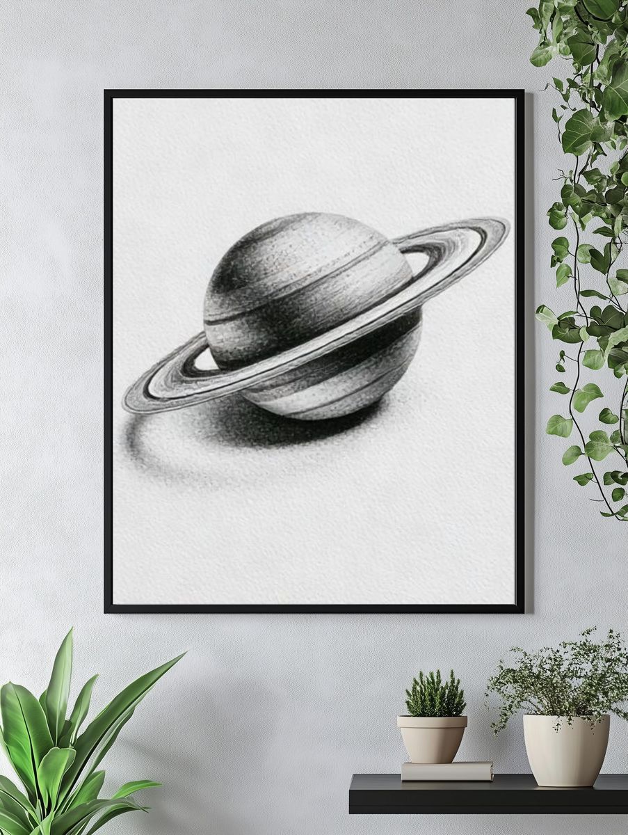 Saturn Pencil Sketch Poster. — room view 4