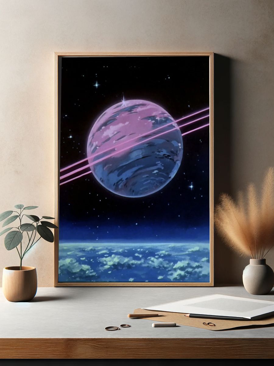 Retro Saturn Space Poster. — room view 2