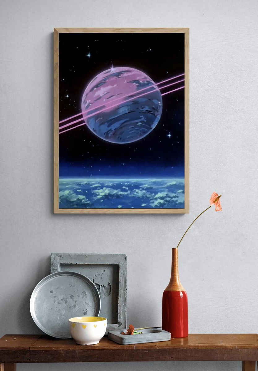 Retro Saturn Space Poster. — room view 3