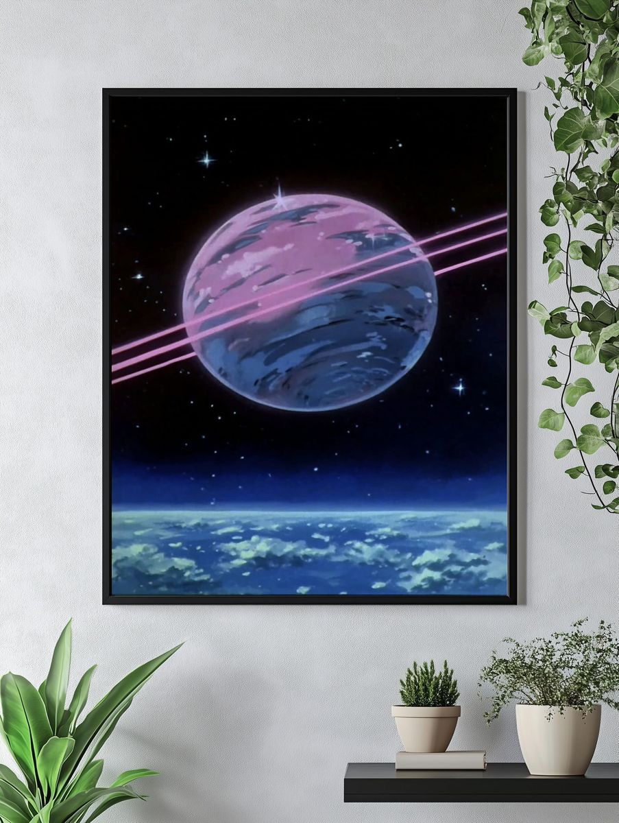 Retro Saturn Space Poster. — room view 4