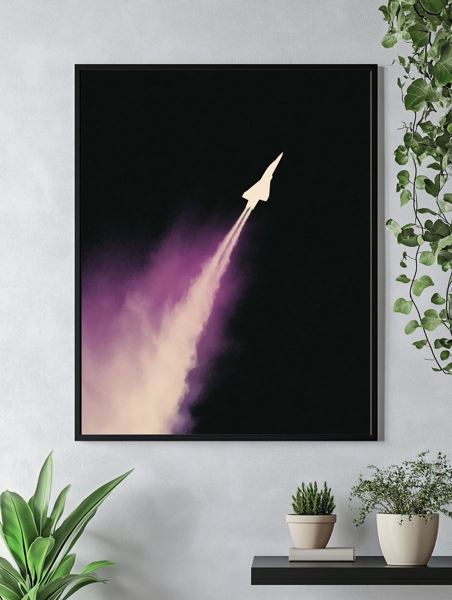 Rocket Launch Night Sky Poster. — room view 4