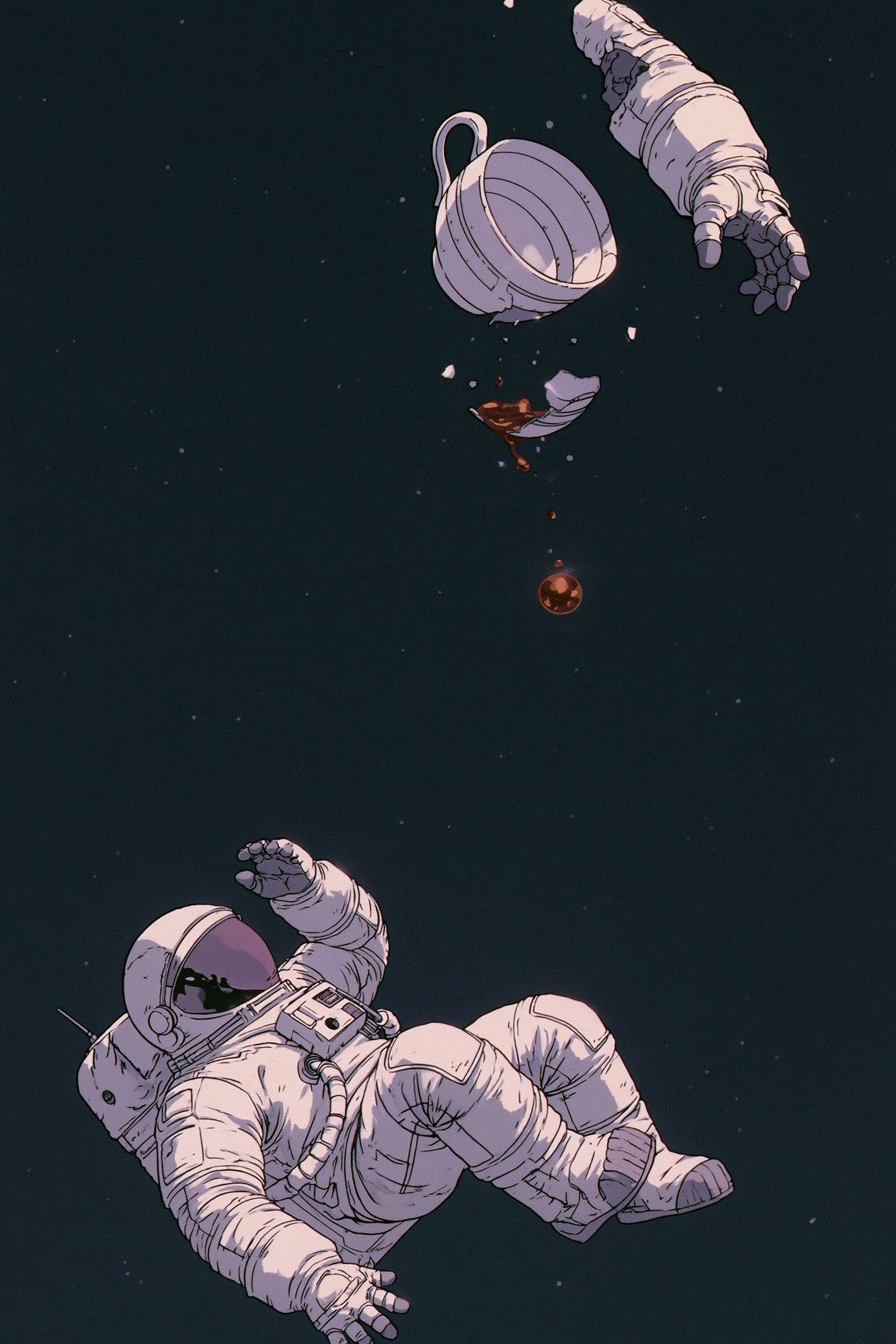 Floating Astronaut Space Illustration Poster. poster — space art