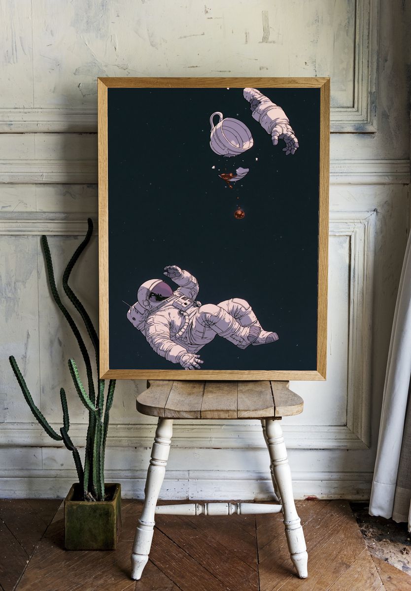 Floating Astronaut Space Illustration Poster. room preview