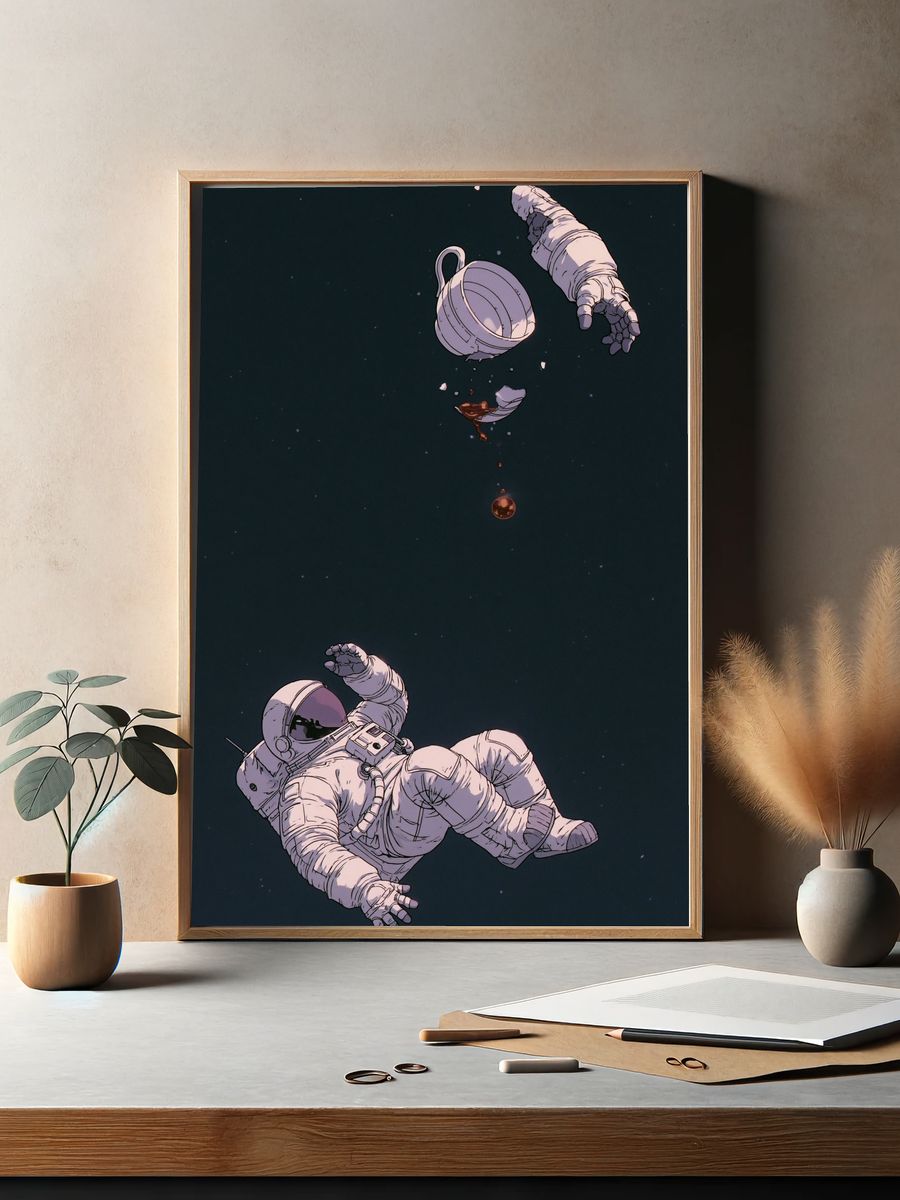 Floating Astronaut Space Illustration Poster. — room view 2