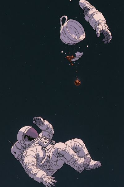 Floating Astronaut Space Illustration Poster.