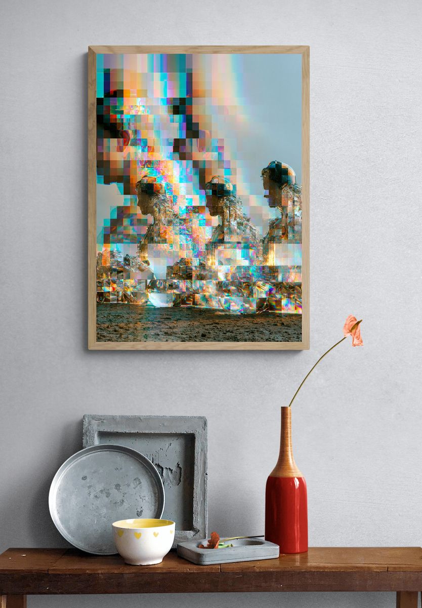 Glitch Astronauts Digital Art Poster. — room view 3