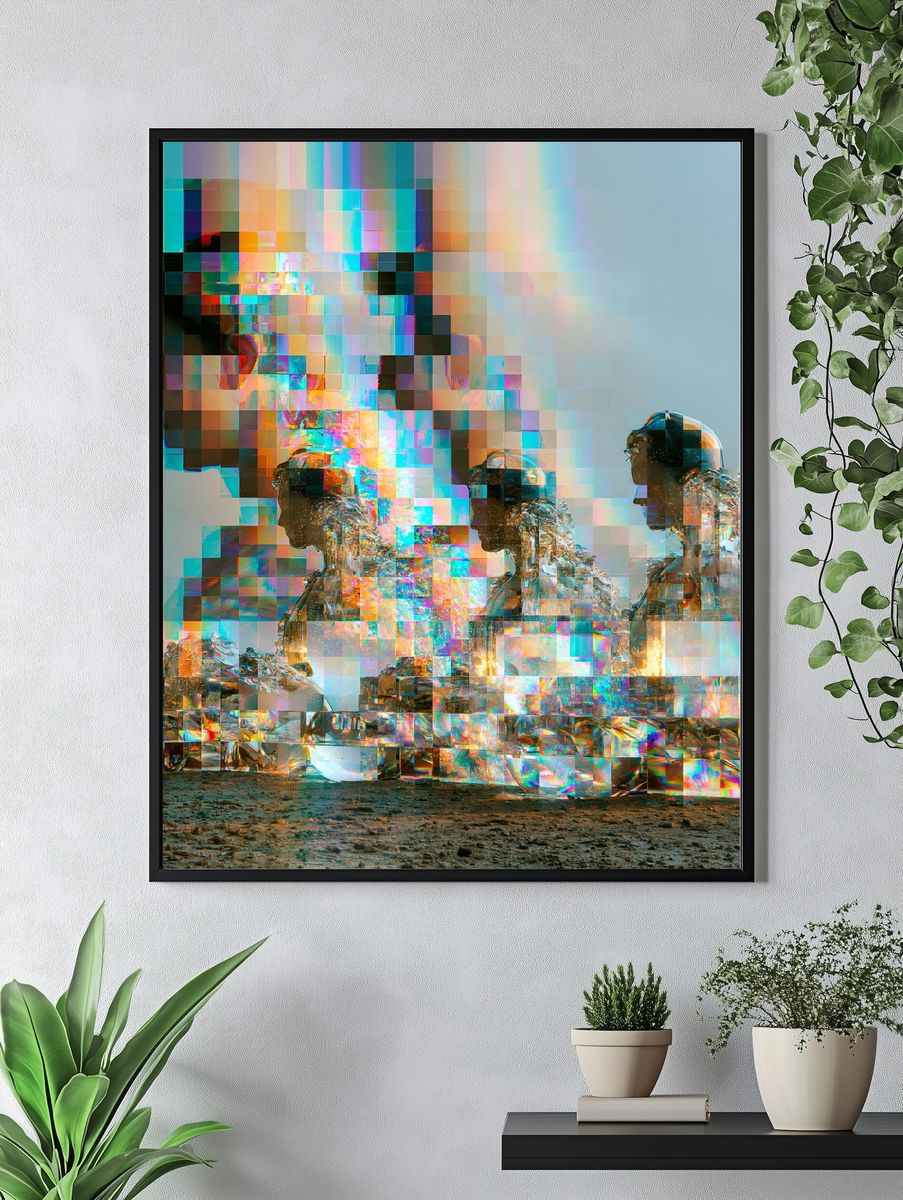 Glitch Astronauts Digital Art Poster. — room view 4