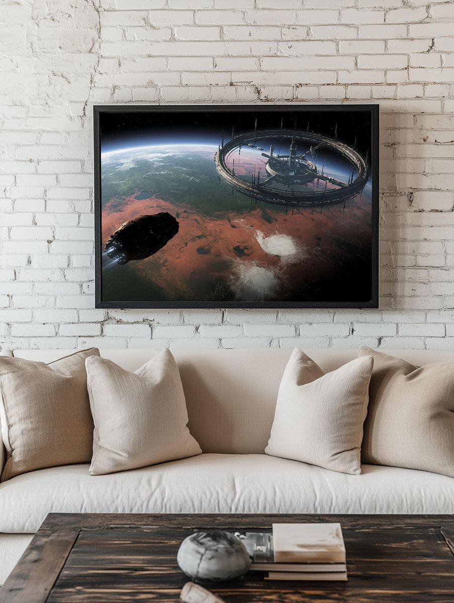 Orbital Ring Station Sci-Fi Poster. — room view 1
