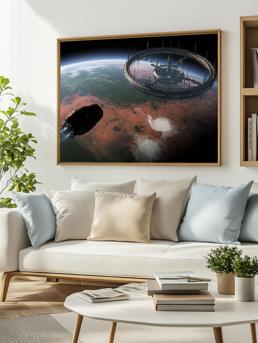 Orbital Ring Station Sci-Fi Poster. — room view 2
