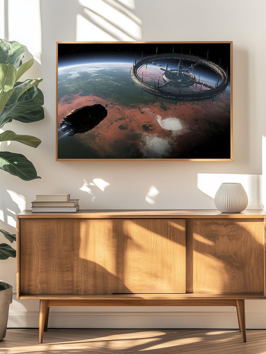 Orbital Ring Station Sci-Fi Poster. — room view 3