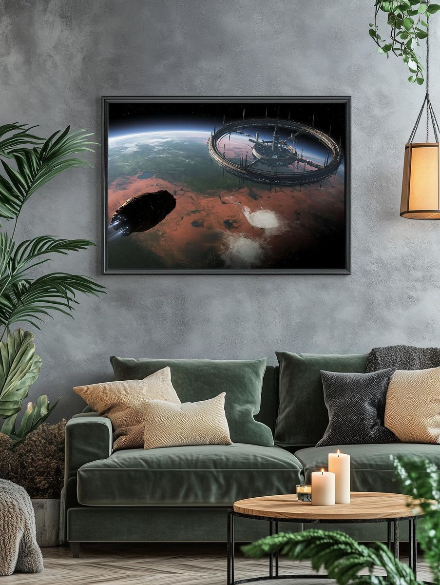 Orbital Ring Station Sci-Fi Poster. — room view 4