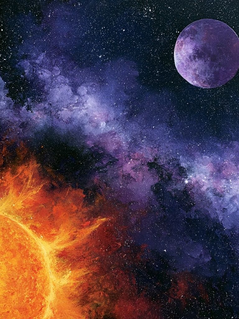 Cosmic Sun and Moon Space Print. poster detail