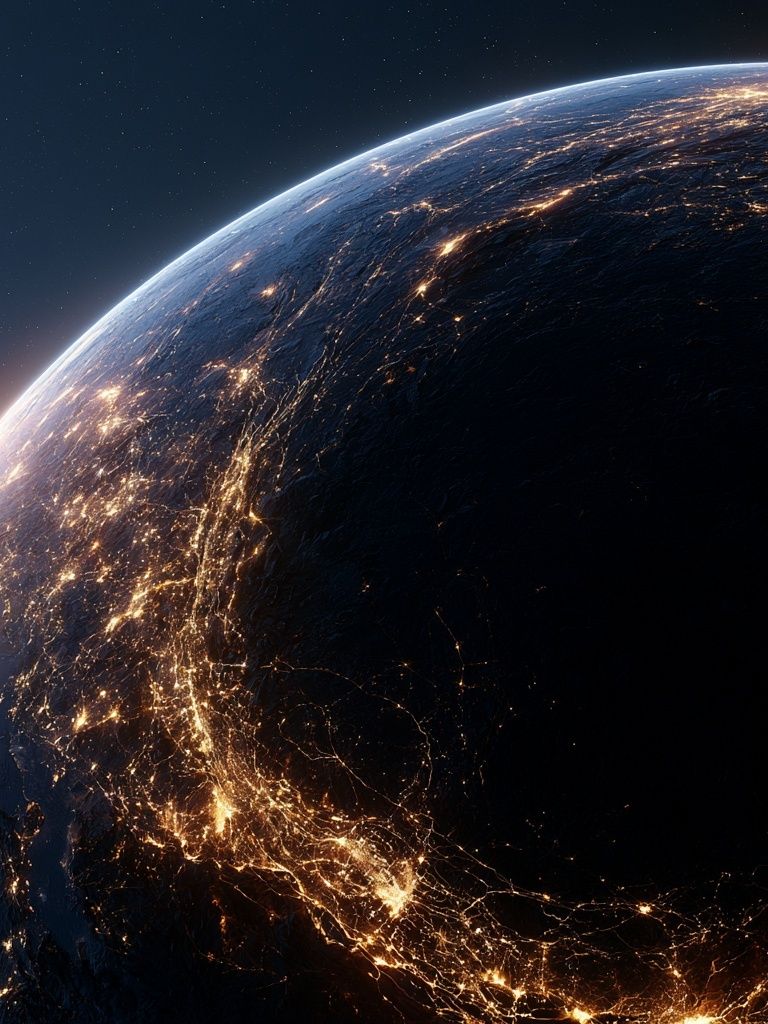 Earth at Night Space Print. poster detail