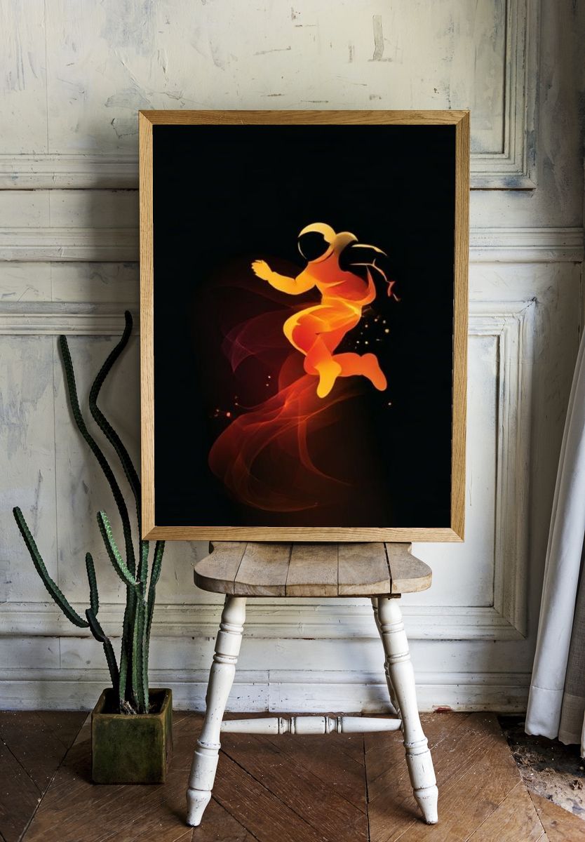 Cosmic Astronaut Digital Art Poster. — room view 1
