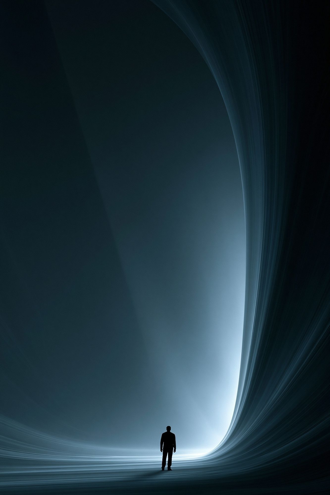 Lone Figure in Cosmic Light Poster. poster detail