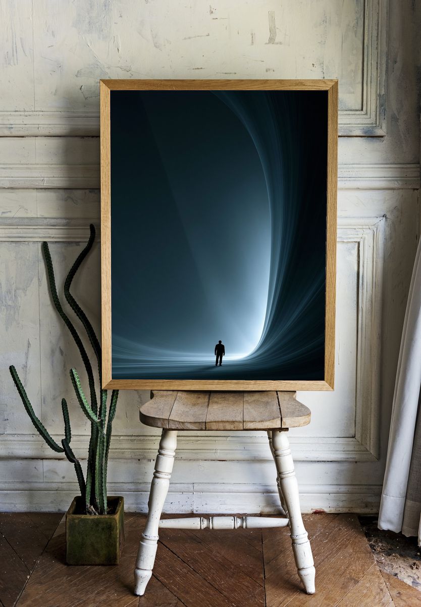 Lone Figure in Cosmic Light Poster. — room view 1
