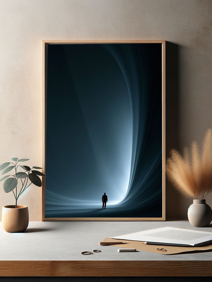 Lone Figure in Cosmic Light Poster. — room view 2