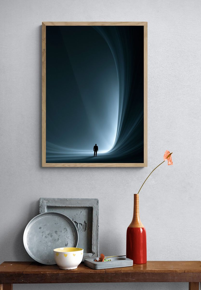 Lone Figure in Cosmic Light Poster. — room view 3