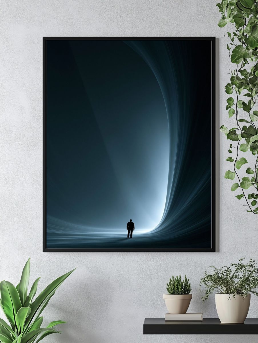 Lone Figure in Cosmic Light Poster. — room view 4