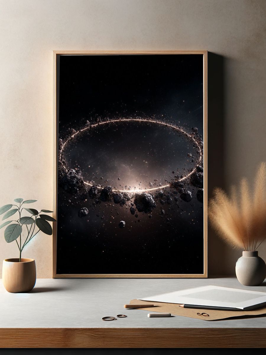 Cosmic Ring of Asteroids — Space Print. — room view 2