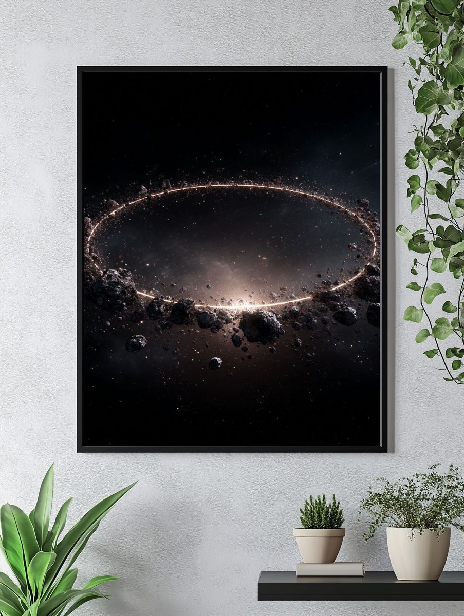Cosmic Ring of Asteroids — Space Print. — room view 4