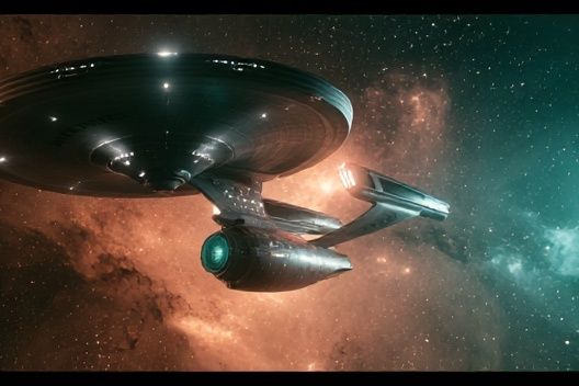 Starship in Nebula Space Poster. poster detail