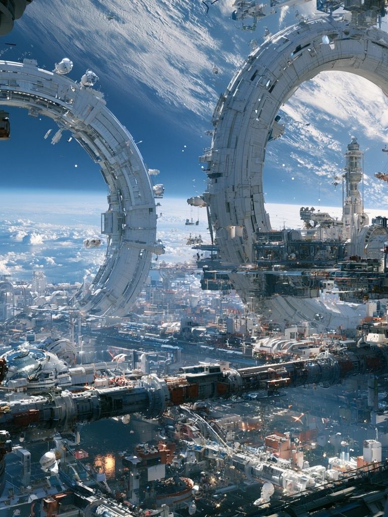 Orbital Space Station Sci-Fi Print. poster detail