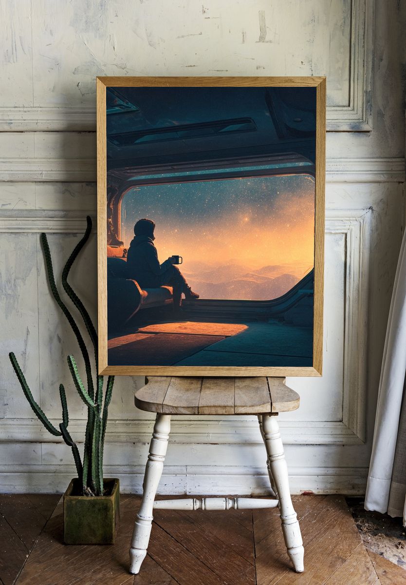 Space Window View Illustration Poster. room preview