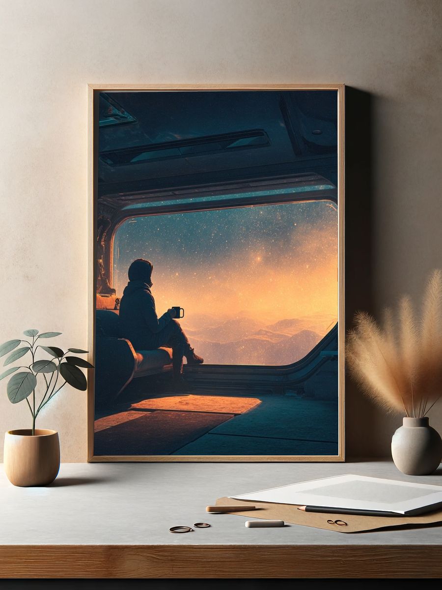 Space Window View Illustration Poster. — room view 2