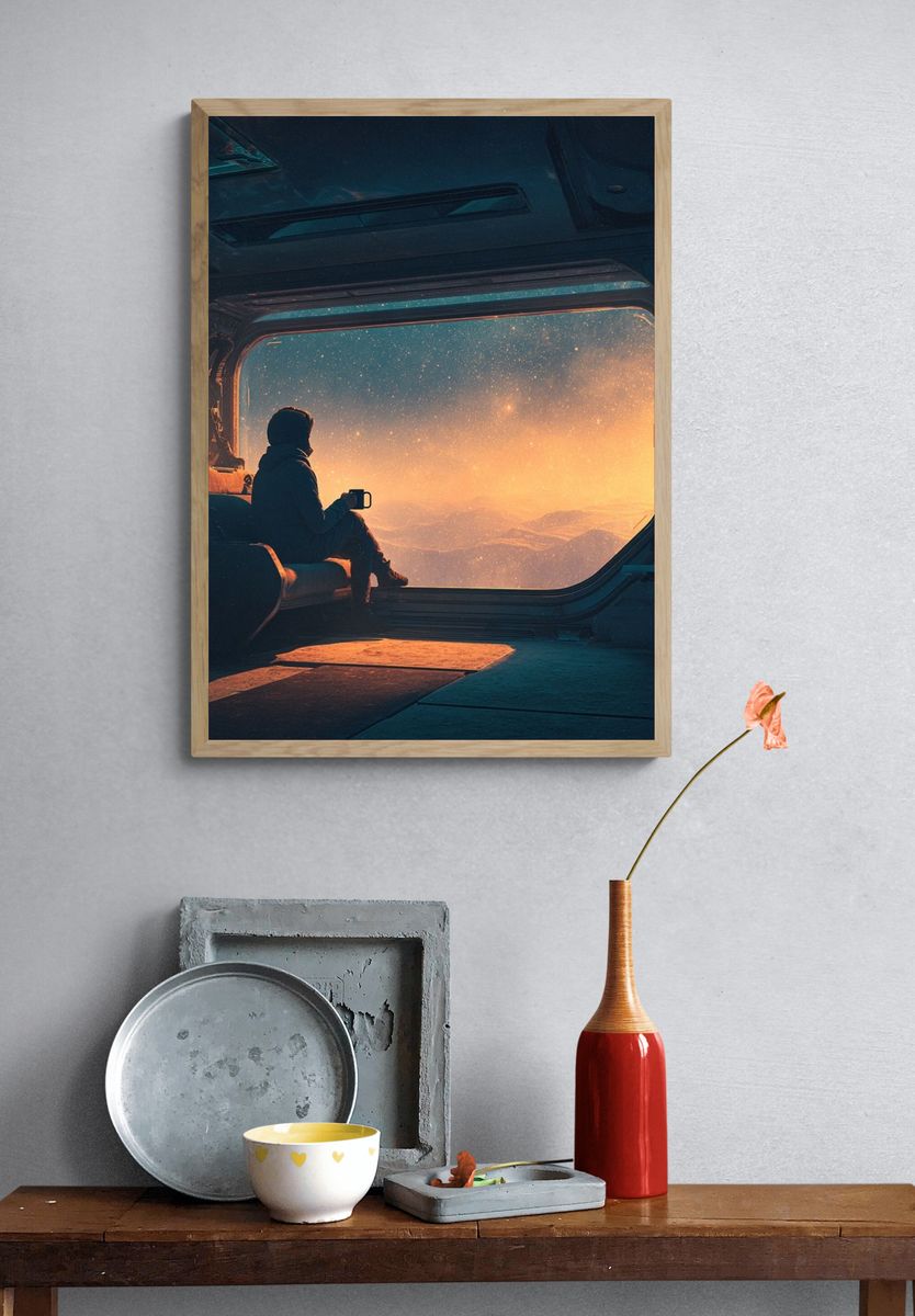 Space Window View Illustration Poster. — room view 3
