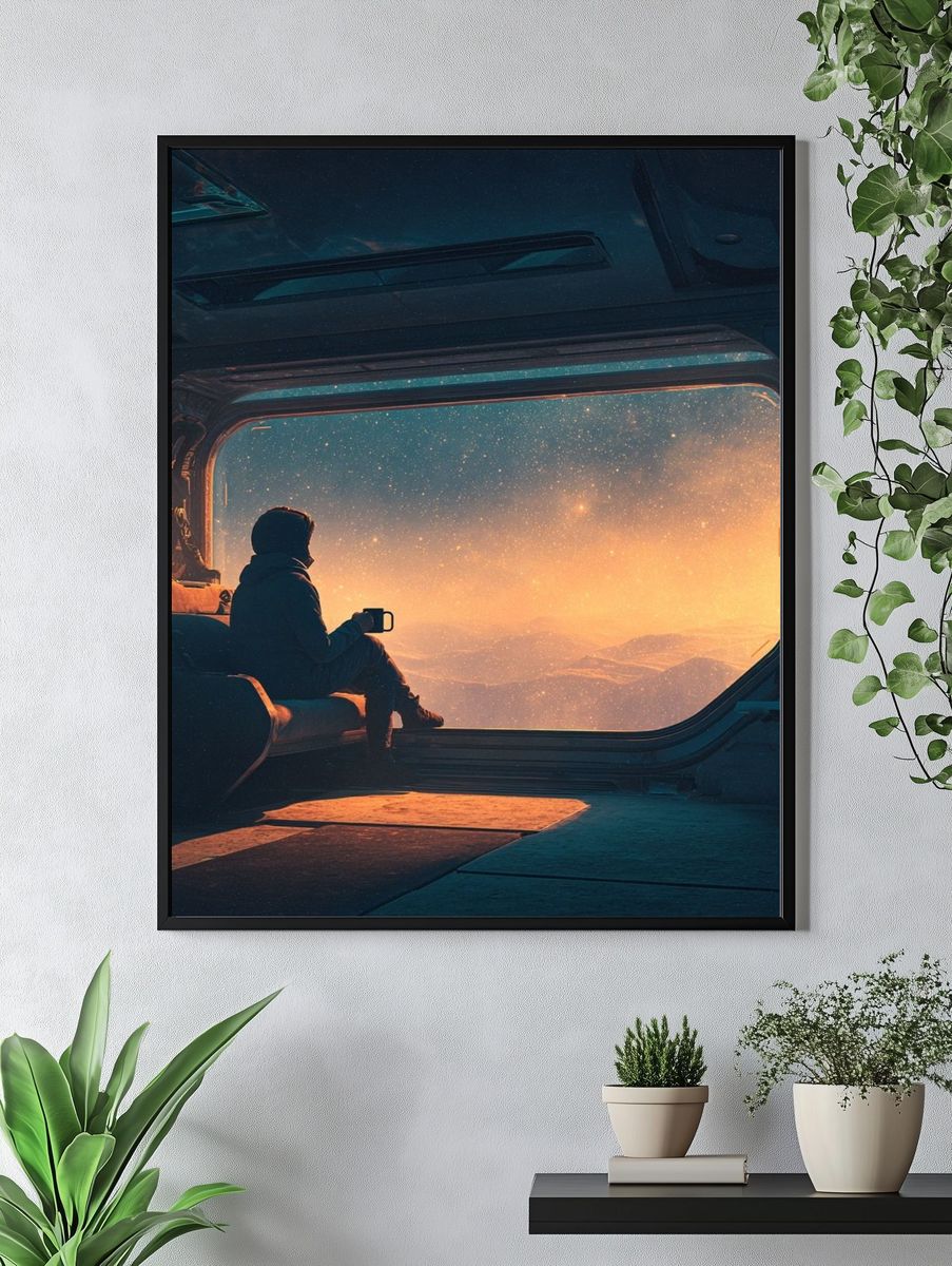 Space Window View Illustration Poster. — room view 4