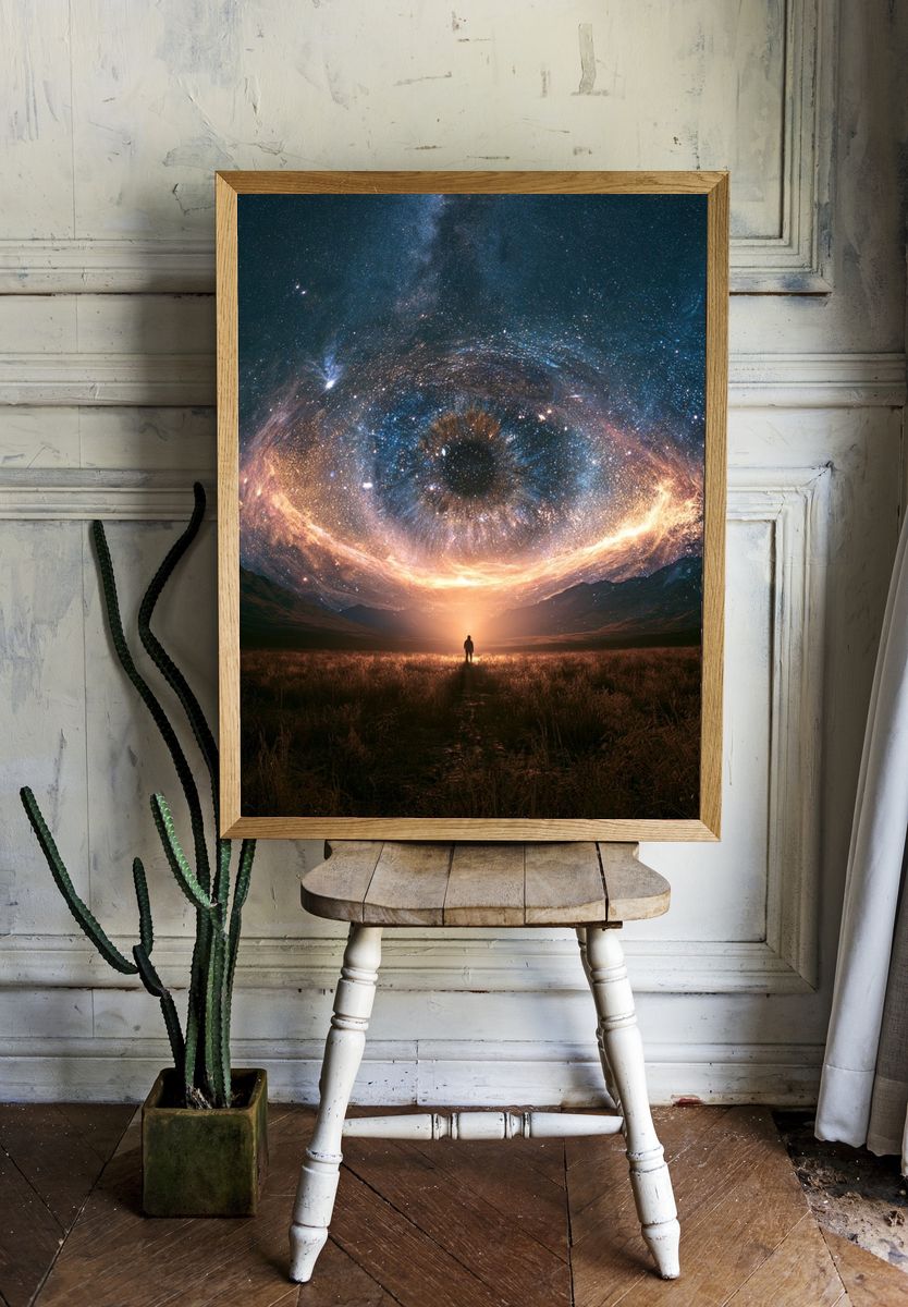 Cosmic Eye Landscape Print. room preview