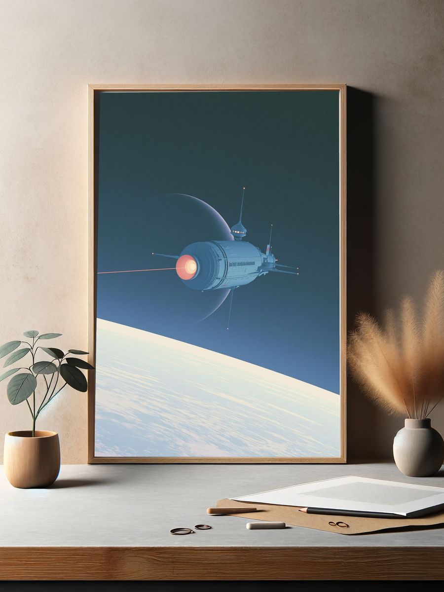Retro Spacecraft Orbit Poster. — room view 2