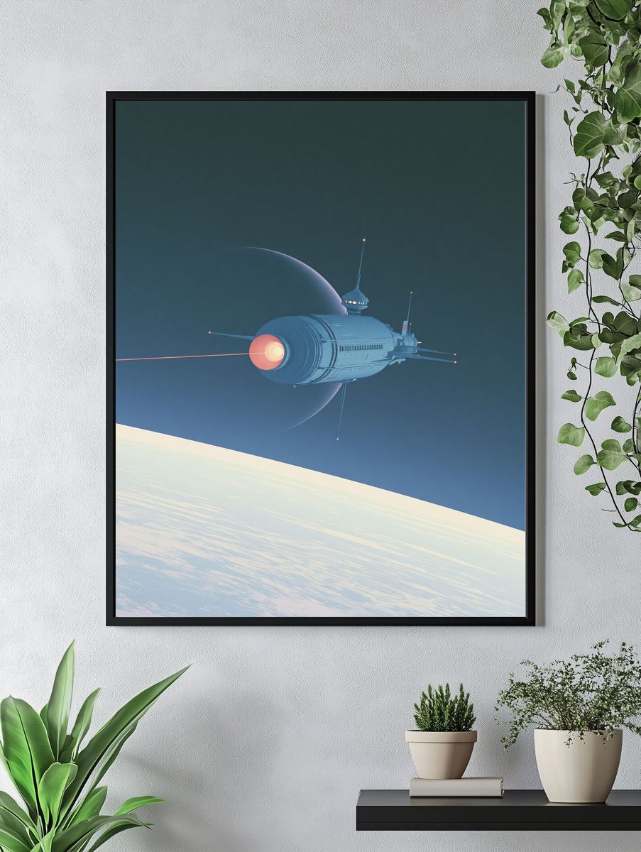Retro Spacecraft Orbit Poster. — room view 4